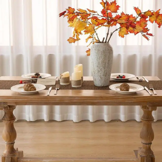 Alt view image 5 of 7 - Fall Thanksgiving Boho Macrame Brown Table Runner 13x48 Inch | Woven Burlap Rustic Runner | Ideal for Coffee Table, Dresser & Dining Room | Brown Bohemian Decor