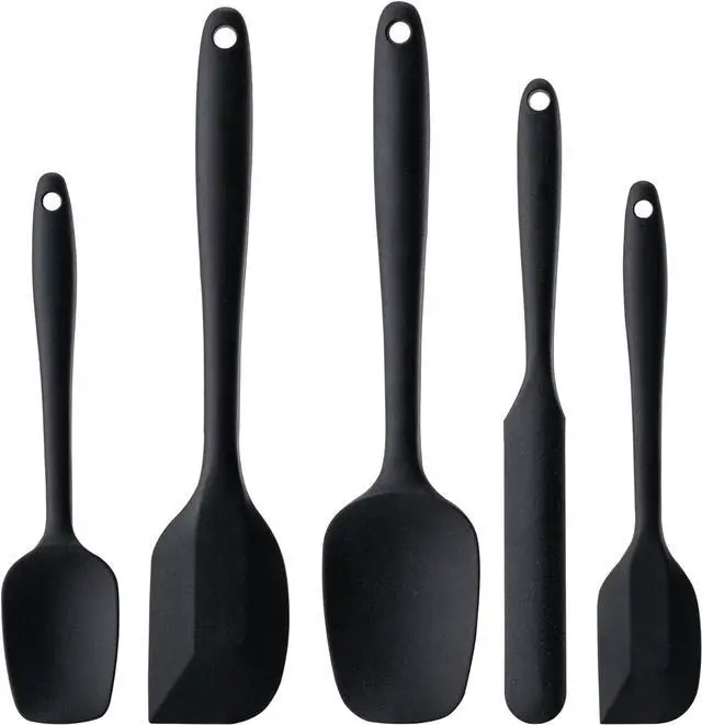 Main image of Silicone Spatula Set,5 Piece Food Grade Rubber Spatulas,Black | Spatulas Silicone Heat Resistant for Baking,Cooking,and Mixing High Heat Resistant Non Stick Dishwasher Safe BPA-Free