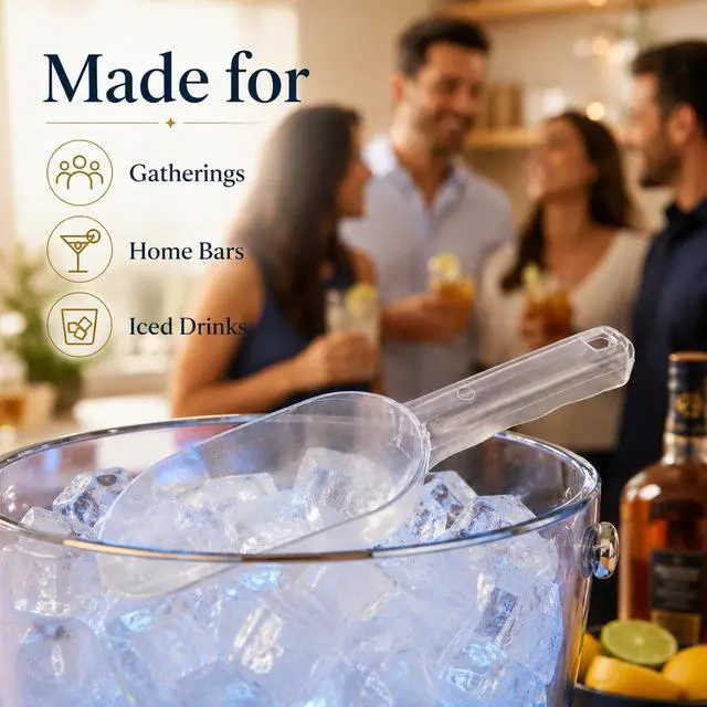 Alt view image 5 of 6 - Ice Scoop for Freezer, M-12 oz Clear Plastic Ice Cube Scooper for Buckets | Food-Grade PC, Ergonomic Wavy Handle, Dishwasher Safe; for Ice Makers, Fridges, Home Bars, Coffee Beans, Candy and Pet Food