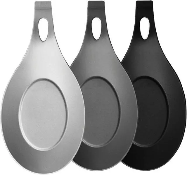 Main image of 3 PCS Spoon Rest for Stove Top, Heat Resistant Flexible Silicone Kitchen Utensil Rest Ladle Spoon Holder for Stove Top for Cooking Spatula, Ladle, Brush(Black, Dark Grey, Light Grey)
