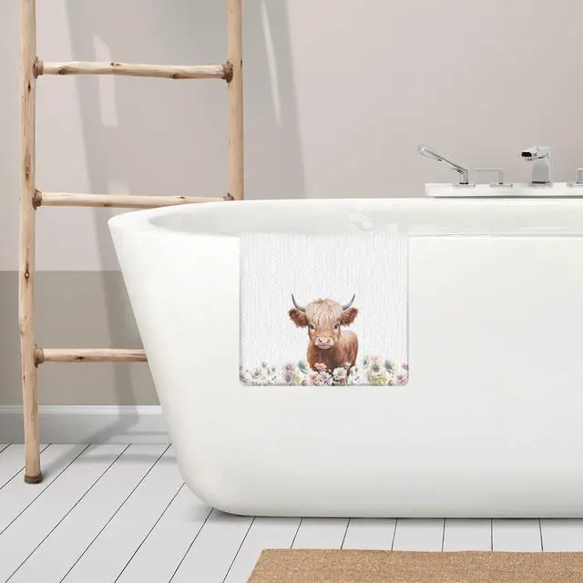Alt view image 6 of 7 - Floral Highland Cow Kitchen Towels, Cow Lovers Gifts for Women Dish Tea Towels for Kitchen Decor, Farmhouse Flower Highland Cattle Decorative Hand Towel, 16x24 Inches