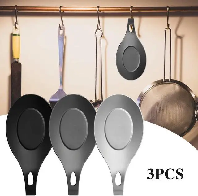 Alt view image 3 of 7 - 3 PCS Spoon Rest for Stove Top, Heat Resistant Flexible Silicone Kitchen Utensil Rest Ladle Spoon Holder for Stove Top for Cooking Spatula, Ladle, Brush(Black, Dark Grey, Light Grey)