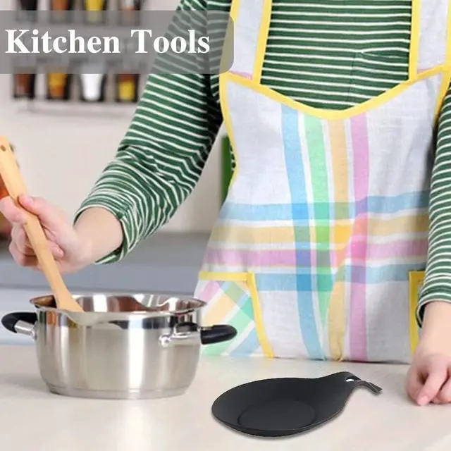 Alt view image 4 of 7 - 3 PCS Spoon Rest for Stove Top, Heat Resistant Flexible Silicone Kitchen Utensil Rest Ladle Spoon Holder for Stove Top for Cooking Spatula, Ladle, Brush(Black, Dark Grey, Light Grey)