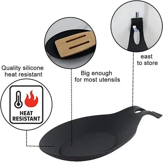 Alt view image 5 of 7 - 3 PCS Spoon Rest for Stove Top, Heat Resistant Flexible Silicone Kitchen Utensil Rest Ladle Spoon Holder for Stove Top for Cooking Spatula, Ladle, Brush(Black, Dark Grey, Light Grey)