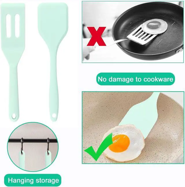 Alt view image 5 of 6 - Small Silicone Spatula Set, Mini Spatulas for Baking, Cooking, Serving | Heat resistant to 446°F, thin narrow spatulas for kitchen use safe for non stick frying pans, great for cookies & brownies