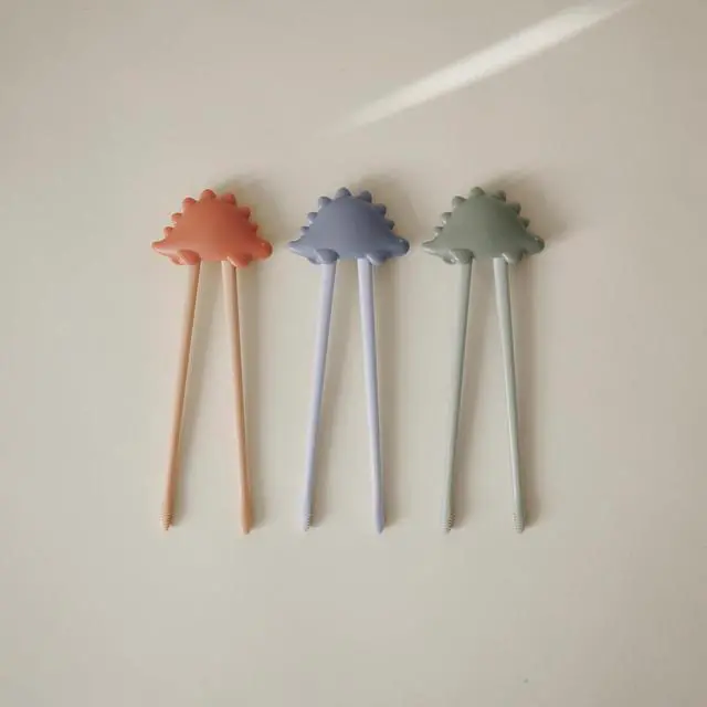Alt view image 3 of 7 - mushie Dinosaur Training Chopsticks for Kids | 7" Reusable BPA-Free Toddler Learning Chopsticks 2 Years+ (Dried Thyme)