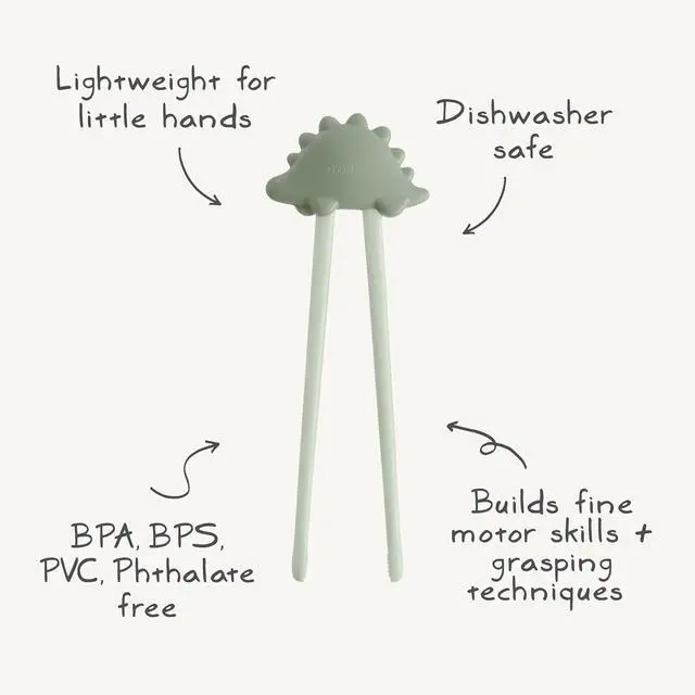 Alt view image 2 of 7 - mushie Dinosaur Training Chopsticks for Kids | 7" Reusable BPA-Free Toddler Learning Chopsticks 2 Years+ (Dried Thyme)
