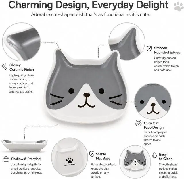 Alt view image 3 of 7 - Cat Ceramic Spoon Rest, Cute Utensil Holder for Kitchen Counter (Grey) | Cute Cat-Shaped Ceramic Dish for Spoons and Small Utensils, Ideal for Stove Top, Coffee Bars, Counters and Gifts