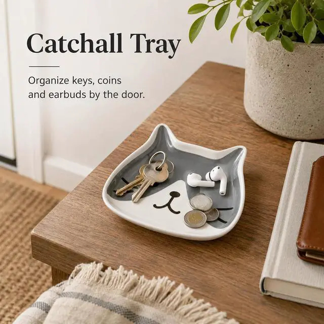 Alt view image 7 of 7 - Cat Ceramic Spoon Rest, Cute Utensil Holder for Kitchen Counter (Grey) | Cute Cat-Shaped Ceramic Dish for Spoons and Small Utensils, Ideal for Stove Top, Coffee Bars, Counters and Gifts