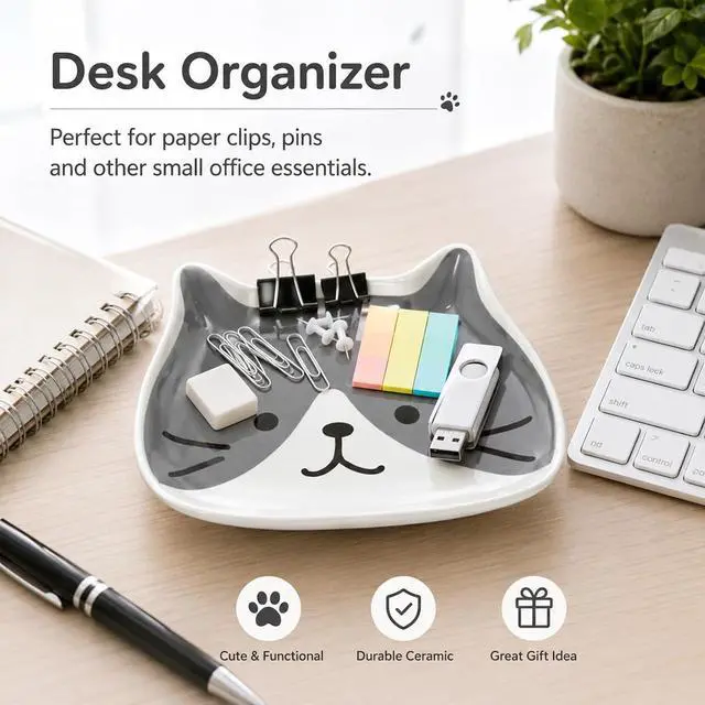 Alt view image 6 of 7 - Cat Ceramic Spoon Rest, Cute Utensil Holder for Kitchen Counter (Grey) | Cute Cat-Shaped Ceramic Dish for Spoons and Small Utensils, Ideal for Stove Top, Coffee Bars, Counters and Gifts