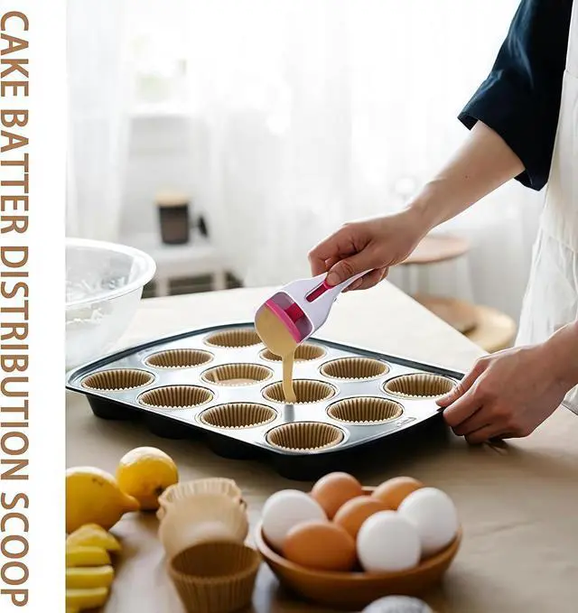Alt view image 6 of 7 - 1pcs Cake Batter Distribution Scoop, One-Touch Sliding Button Dispenses Batter, Home Batter Dispenser Baking Tool