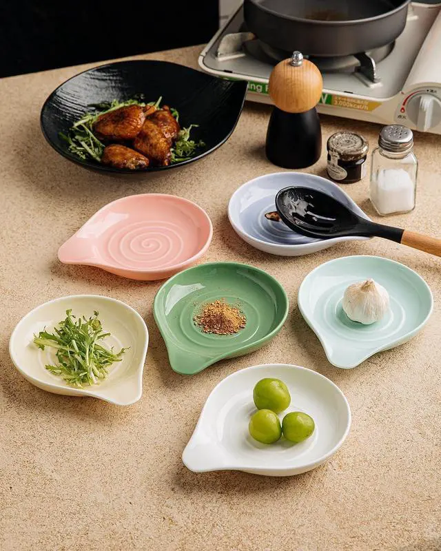 Alt view image 6 of 6 - Large Ceramic Spoon Rest 6.2 x 5.2 Inch Heat-Resistant Nonstick Spoon Holder for Stove Top, Glossy Finish, Dishwasher Safe, Stable & Heavy Duty for Cooking Utensils(Pink 1pc)