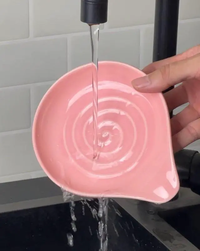 Alt view image 5 of 6 - Large Ceramic Spoon Rest 6.2 x 5.2 Inch Heat-Resistant Nonstick Spoon Holder for Stove Top, Glossy Finish, Dishwasher Safe, Stable & Heavy Duty for Cooking Utensils(Pink 1pc)