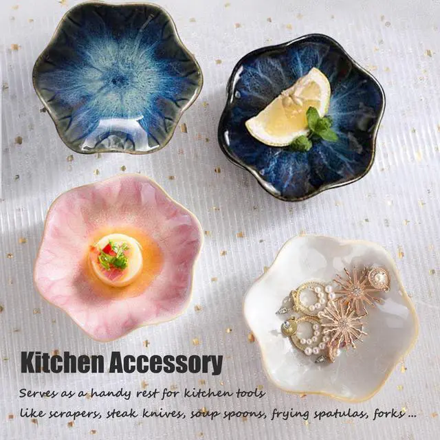Alt view image 4 of 7 - Spoon Rest Ceramic Spoon Holder Sauce Dish Spatula Plate Cooking Spoons Tray for Dessert Condiment Jewelry Storage (Pink)