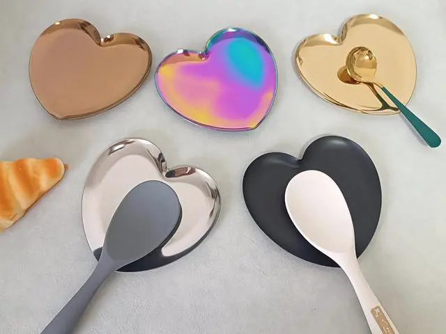 Alt view image 2 of 7 - Heart Shaped Stainless Steel Spoon Rest for Stove Top, Cute Spoon Rest for Kitchen Counter, Cooking Spoon Holder for Kitchen Counter, Utensil Rest for Spatula Ladle or Tong, 1 PCS (Matte black)