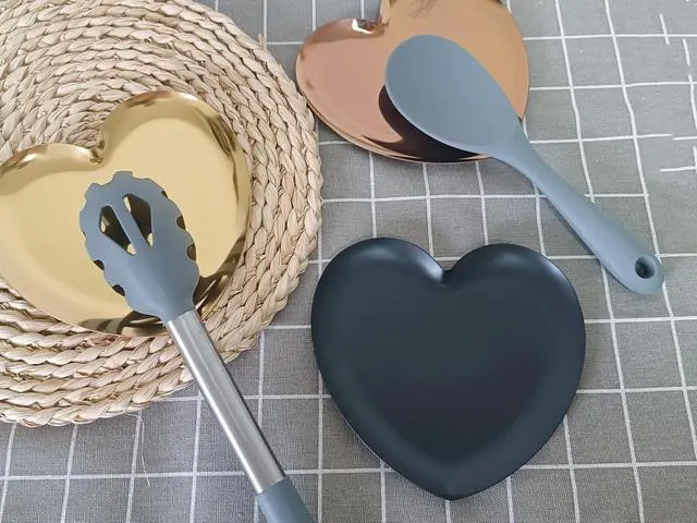 Alt view image 7 of 7 - Heart Shaped Stainless Steel Spoon Rest for Stove Top, Cute Spoon Rest for Kitchen Counter, Cooking Spoon Holder for Kitchen Counter, Utensil Rest for Spatula Ladle or Tong, 1 PCS (Matte black)