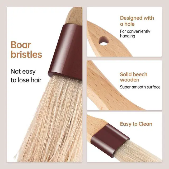 Alt view image 6 of 6 - Pastry Brushes for Baking Basting Brush with Boar Bristles and Beech Hardwood Handles Culinary Oil Brush for Barbecue Butter Grill BBQ Sauce Baster Marinade Kitchen Food Cooking Brushes (1/1.5")