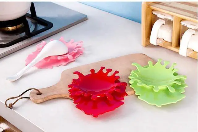 Alt view image 4 of 4 - Spoon Rest Holder Silicone Ketchup Shape Holders Splash Spoon Rest by Mustard Kitchen Cooking Aid Cup Holder Creative Gift