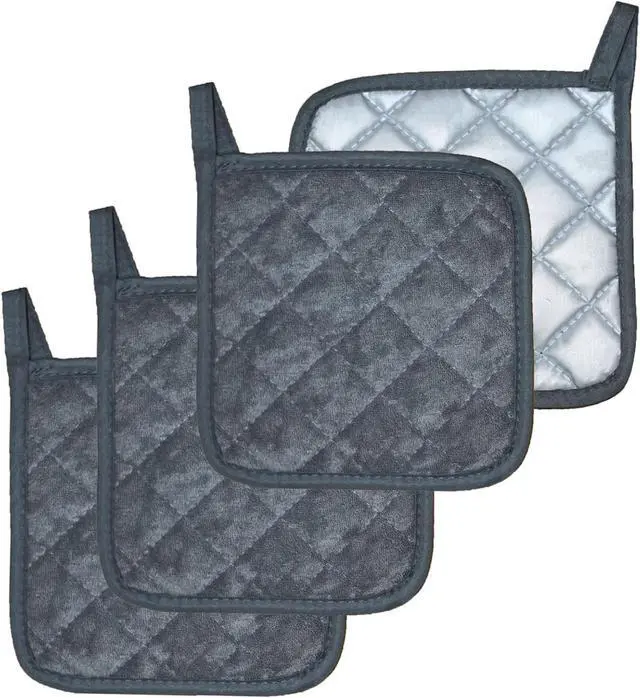 Main image of 4 Pack Pot Holders for Kitchen Clearance Oven Potholders Sets for Kitchens Hot Pads for Kitchen Countertops Heat Resistant Grey