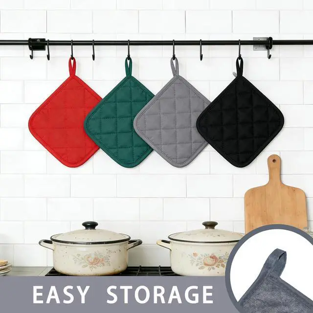 Alt view image 4 of 5 - 4 Pack Pot Holders for Kitchen Clearance Oven Potholders Sets for Kitchens Hot Pads for Kitchen Countertops Heat Resistant Grey