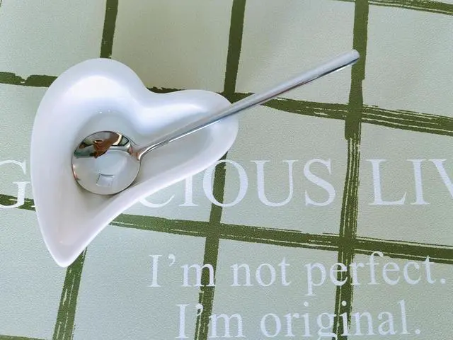 Alt view image 7 of 7 - Coffee Spoon and Rest for Coffee Bar Accessories, Mini Cute Small Spoon Rest for Coffee Bar & Station, Tea Spoon Rest & Holder for Teaspoon Rest (White Heart Rest with Silver Spoon)