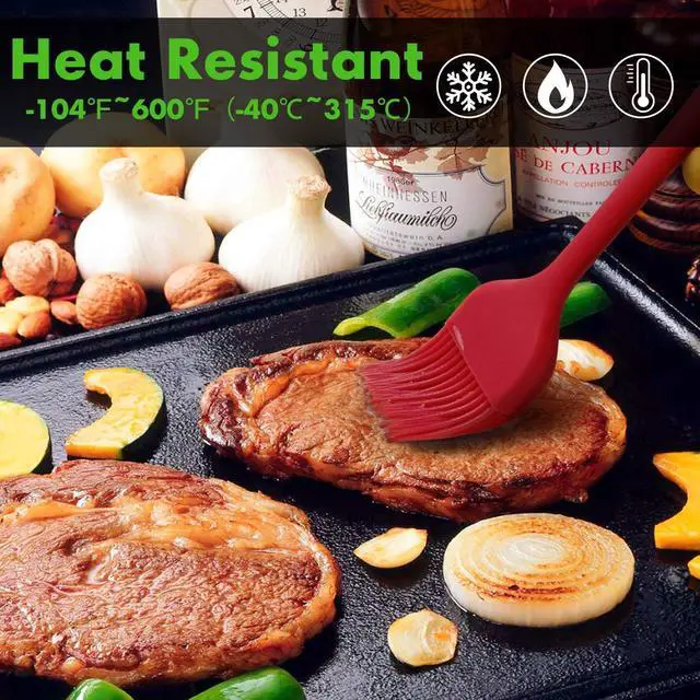 Alt view image 3 of 4 - HOTEC Basting Brushes Silicone Heat Resistant Pastry Brushes Spread Oil Butter Sauce Marinades for BBQ Grill Barbecue Baking Kitchen Cooking BPA Free Dishwasher Safe (Red 2)