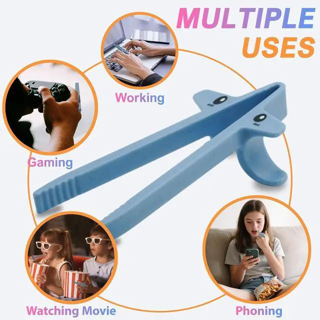 Alt view image 2 of 7 - 4 PCS Finger Chopsticks for Gamers - Snack Grabber & Chip Helper Tool - Cute Wheat Straw Office Snack Chopsticks - Reusable Non-Slip Gaming Snacking Solution