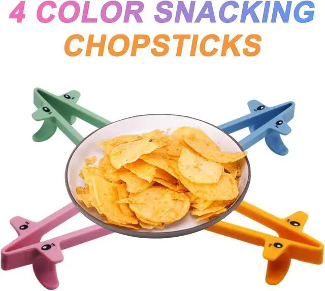Alt view image 3 of 7 - 4 PCS Finger Chopsticks for Gamers - Snack Grabber & Chip Helper Tool - Cute Wheat Straw Office Snack Chopsticks - Reusable Non-Slip Gaming Snacking Solution