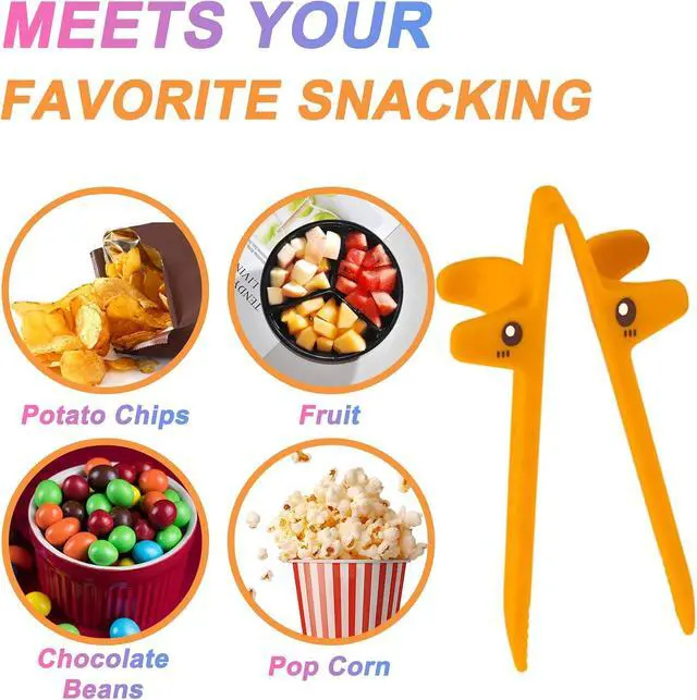 Alt view image 6 of 7 - 4 PCS Finger Chopsticks for Gamers - Snack Grabber & Chip Helper Tool - Cute Wheat Straw Office Snack Chopsticks - Reusable Non-Slip Gaming Snacking Solution