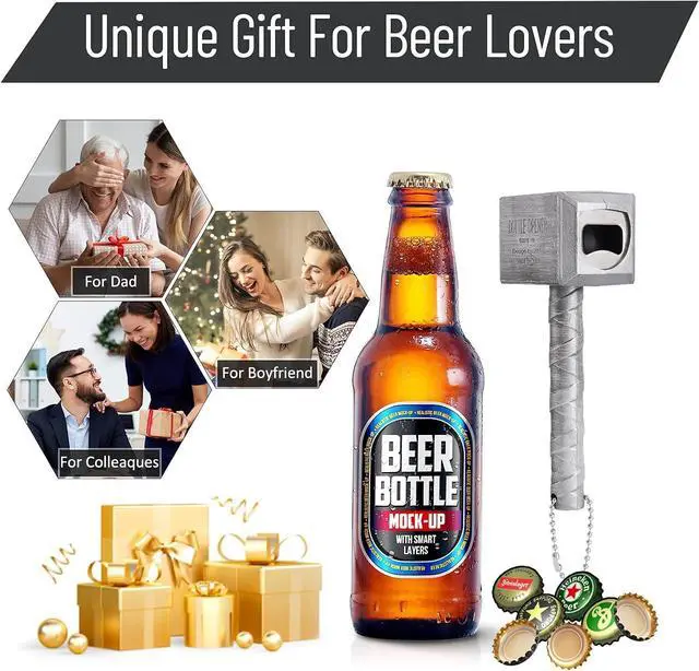 Alt view image 4 of 6 - Lmaytech Beer Bottle Opener with Magnet, Gifts for Men, Husband, Dad, Boyfriend (Silver)