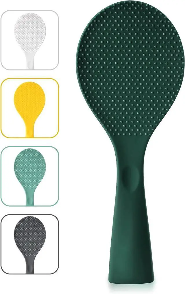 Main image of FireKylin 1 Pcs Green Silicone Rice Paddle,Non Stick Standing Rice Spoon | Heat Resistant Rice Scooper Spatula, Ergonomic handle Rice Cooker Spoon for Rice, Mashed Potatoes, Salads and Easy to Clean