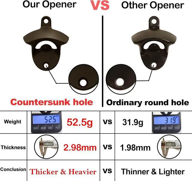 Alt view image 3 of 6 - Stainless Wall Mount Beer Bottle Opener Screw in Bottle Cap Opener Black