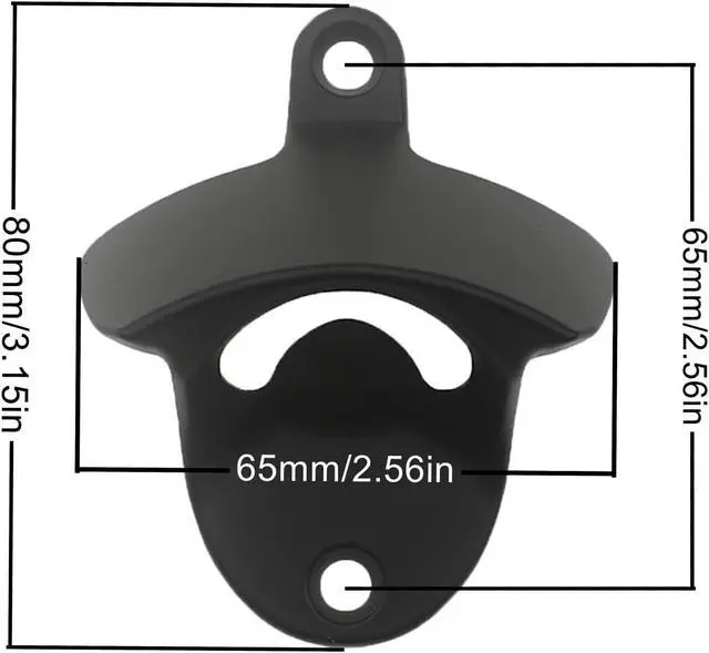 Alt view image 5 of 6 - Stainless Wall Mount Beer Bottle Opener Screw in Bottle Cap Opener Black