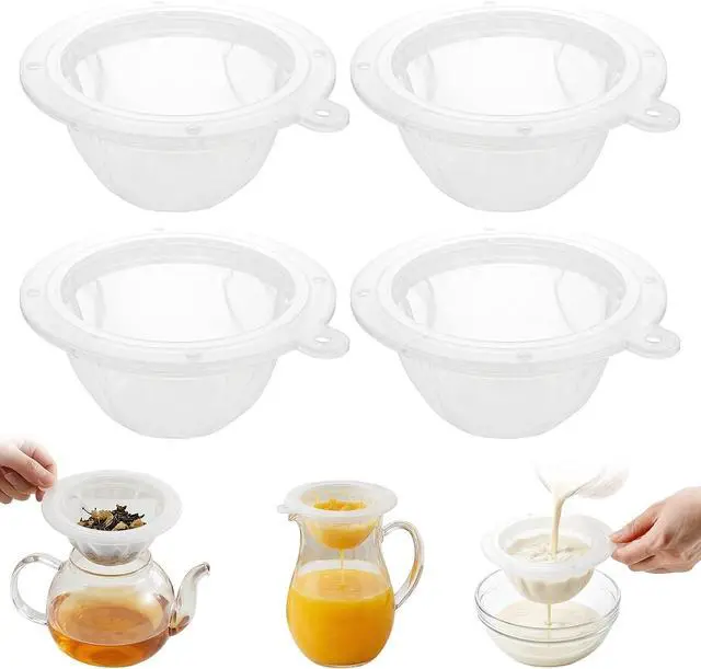 Main image of WMKGG 4PCS Food Filter Strainer, 5 Inch Nylon Plastic Strainer | Reusable,for Oils, Juice, Kefir,Wine, Coffee, Milk, Tea, Powder,Nut Milk,Honey(200+100 Mesh)