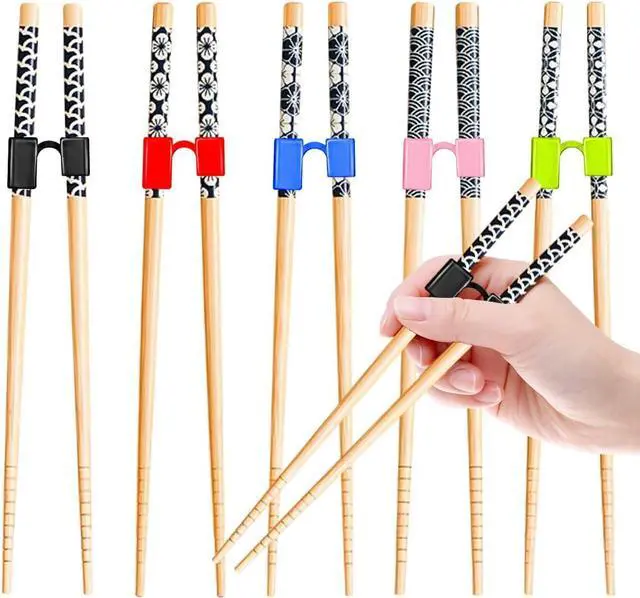 Main image of EAEDMY 5 Pairs Kid Adult Training Chopsticks Trainers for Beginners, Japanese Wooden Beginners Training Chopsticks Helpers Set, Reusable, Dishwasher Safe, L8.86Inch(1.Japanese pattern A)