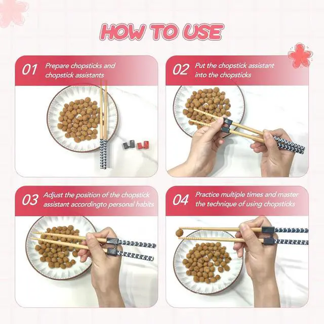 Alt view image 5 of 6 - EAEDMY 5 Pairs Kid Adult Training Chopsticks Trainers for Beginners, Japanese Wooden Beginners Training Chopsticks Helpers Set, Reusable, Dishwasher Safe, L8.86Inch(1.Japanese pattern A)