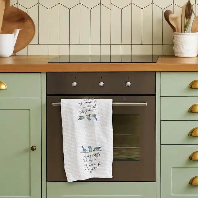 Alt view image 5 of 5 - Spring Blue Birds Kitchen Towels - Every Little Thing Is Gonna Be Alright - 16 x 24 Inches Kitchen Hand Dish Towels - Decorative Fast Drying Home Dishcloth - Dishcloth Gifts For Friends Family- A02