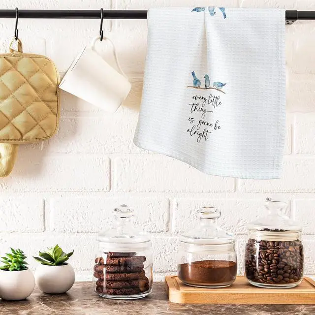 Alt view image 4 of 5 - Spring Blue Birds Kitchen Towels - Every Little Thing Is Gonna Be Alright - 16 x 24 Inches Kitchen Hand Dish Towels - Decorative Fast Drying Home Dishcloth - Dishcloth Gifts For Friends Family- A02