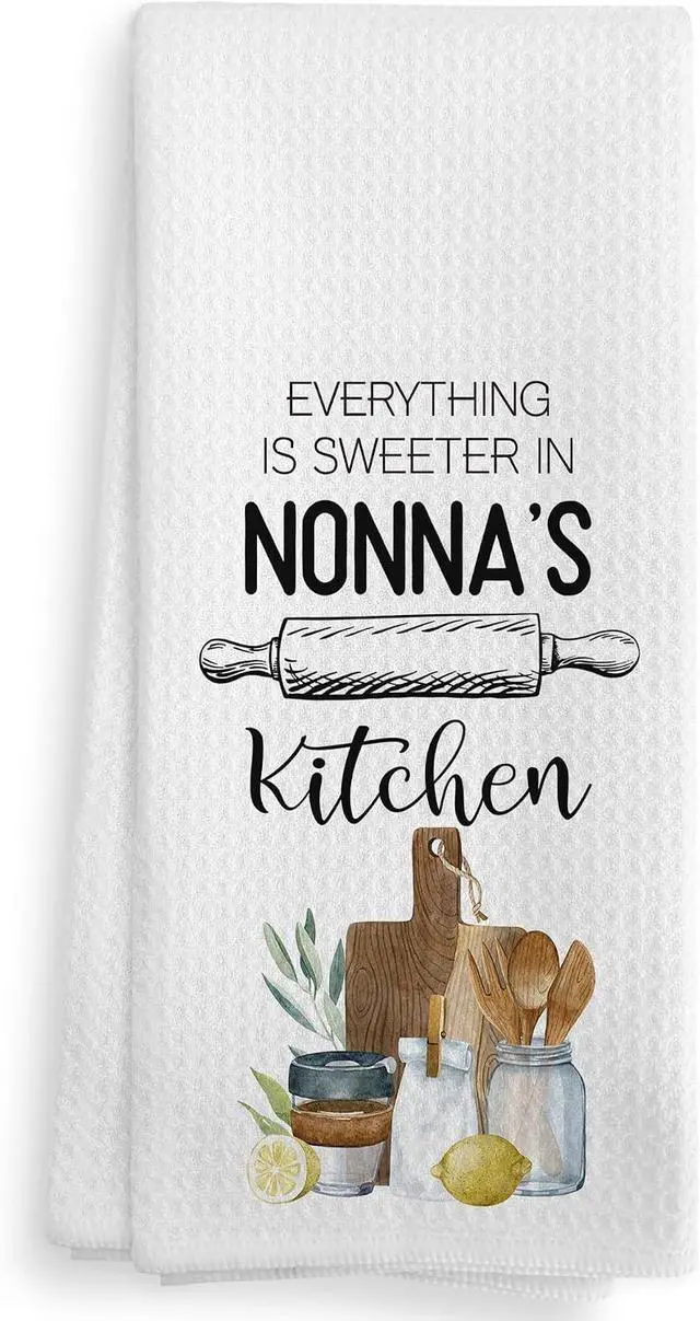 Main image of Nonna's Kitchen Towels and Dishcloths, Nonna Gifts, Grandma Gifts for Mothers Day, Nonna, Nonna Drying Cloth Hand Towels Tea Towels for Bathroom Kitchen, 16×24 Inches
