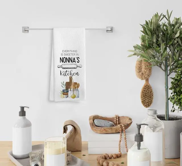 Alt view image 4 of 7 - Nonna's Kitchen Towels and Dishcloths, Nonna Gifts, Grandma Gifts for Mothers Day, Nonna, Nonna Drying Cloth Hand Towels Tea Towels for Bathroom Kitchen, 16×24 Inches