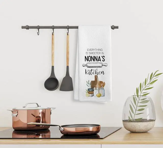 Alt view image 5 of 7 - Nonna's Kitchen Towels and Dishcloths, Nonna Gifts, Grandma Gifts for Mothers Day, Nonna, Nonna Drying Cloth Hand Towels Tea Towels for Bathroom Kitchen, 16×24 Inches