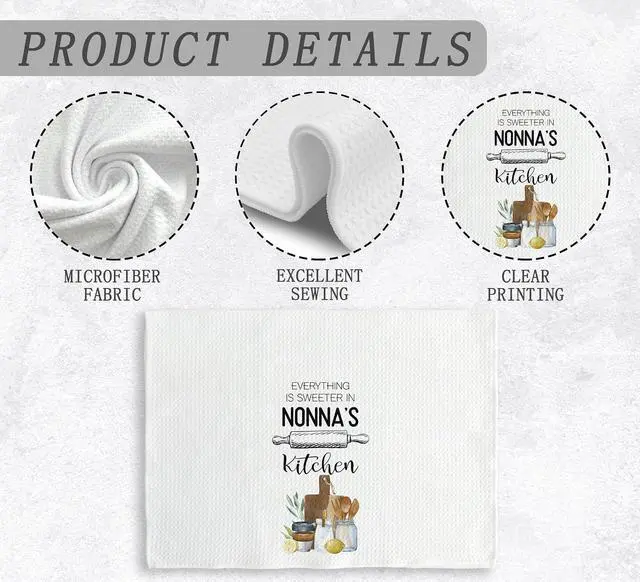 Alt view image 6 of 7 - Nonna's Kitchen Towels and Dishcloths, Nonna Gifts, Grandma Gifts for Mothers Day, Nonna, Nonna Drying Cloth Hand Towels Tea Towels for Bathroom Kitchen, 16×24 Inches