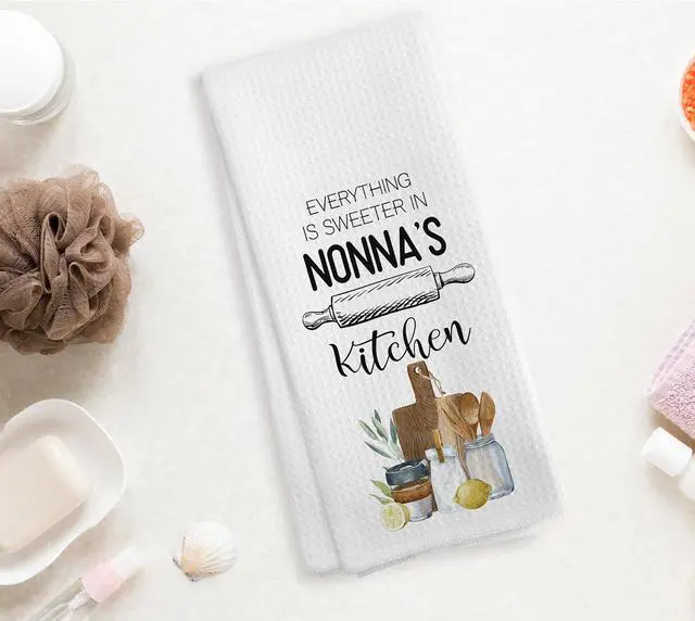 Alt view image 2 of 7 - Nonna's Kitchen Towels and Dishcloths, Nonna Gifts, Grandma Gifts for Mothers Day, Nonna, Nonna Drying Cloth Hand Towels Tea Towels for Bathroom Kitchen, 16×24 Inches