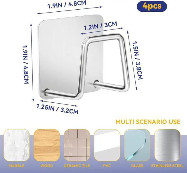 Alt view image 2 of 7 - Stainless Steel Sponge Holder for Kitchen Sink (2 Pack) | Rustproof, Waterproof, Adhesive Mount, Quick Drying, Suitable for Sink Accessories