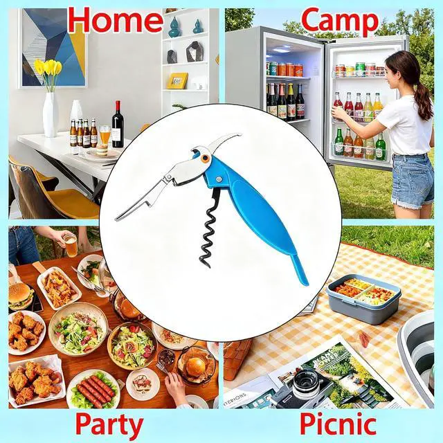 Alt view image 3 of 3 - Parrot Shape Waiters Corkscrew Wine Opener Bottle Opener (Light Blue)