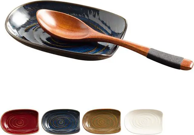 Main image of Ceramic Spoon Rest, 5" Utensil Holder for Stove Top & Counter | Compact design fits spoons, spatulas, ladles, tongs, and coffee stirrers while saving counter and drawer space