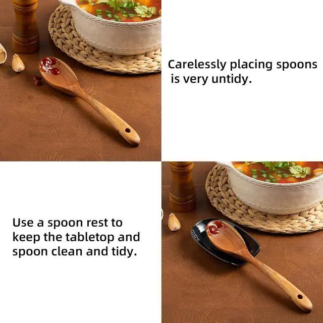 Alt view image 4 of 7 - Ceramic Spoon Rest, 5" Utensil Holder for Stove Top & Counter | Compact design fits spoons, spatulas, ladles, tongs, and coffee stirrers while saving counter and drawer space