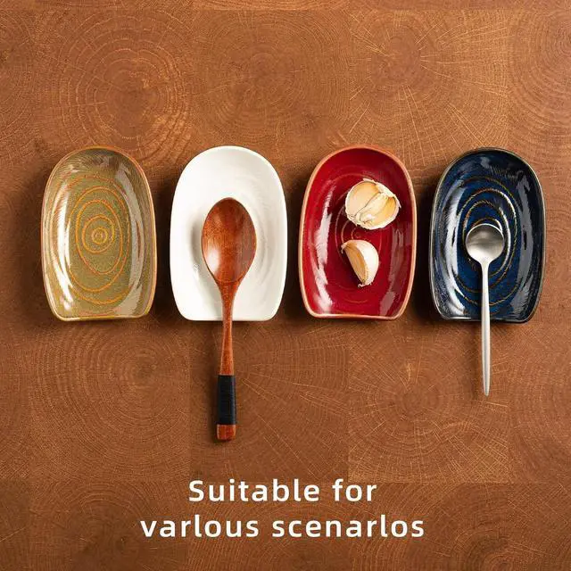 Alt view image 5 of 7 - Ceramic Spoon Rest, 5" Utensil Holder for Stove Top & Counter | Compact design fits spoons, spatulas, ladles, tongs, and coffee stirrers while saving counter and drawer space