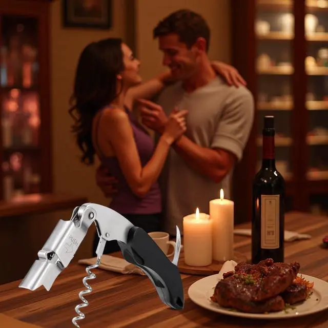 Alt view image 5 of 7 - 2-Pack Corkscrew Wine Opener - Heavy Duty Wine Key for Servers | Manual Waiter Corkscrew,420 Stainless Steel,Cork Screw Wine Bottle Opener, with Double Hinged,for Sommelier Bartenders, Black