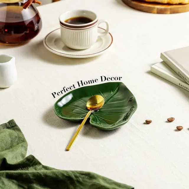 Alt view image 4 of 7 - Ceramic Spoon Rest for Stove Top Cute Leaf Spoon Rest for Kitchen Counter | Spoon Holder for Stove, Home Whimsical Decor Kitchen, Green Kitchen Decor and Accessories, Kitchen Cottage Core Decor, 1Pack